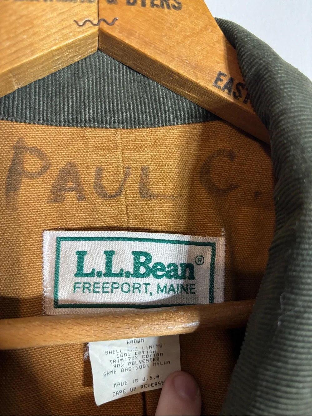 Vintage LL Bean Field Canvas Barn Coat Hunting USA Corduroy
